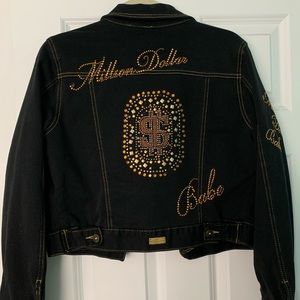 Vintage Embroidered Black Denim Jacket